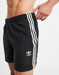 Черные шорты для плавания с тремя полосками adidas Originals adicolor-Черный цвет