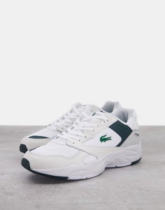 Бело-зеленые низкие кроссовки Lacoste Storm 96-Белый