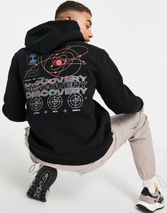 Худи черного цвета с принтом "Discovery" Topman-Черный цвет