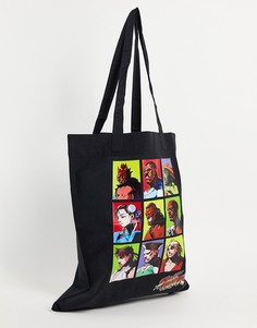 Черная сумка-тоут из органического хлопка с принтом ASOS DESIGN-Черный цвет