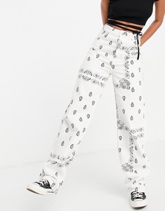 Oversized-джинсы в винтажном стиле с принтом пейсли Topshop-Multi