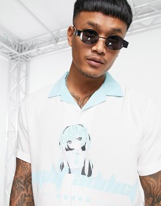 Белая рубашка-поло с принтом в стиле аниме Night Addict-Белый