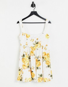 Платье мини в корсетном стиле с цветочным принтом ASOS DESIGN-Разноцветный
