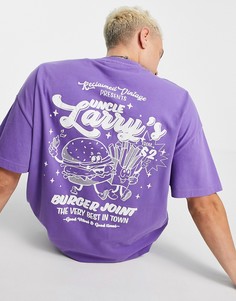 Фиолетовая выбеленная oversized-футболка с принтом бургера Reclaimed Vintage Inspired-Фиолетовый цвет
