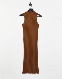 Коричневое трикотажное платье без рукавов Object Amira-Коричневый цвет