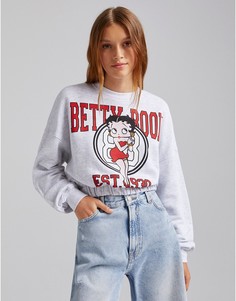 Серый свитшот с надписью "Betty Boop" Bershka