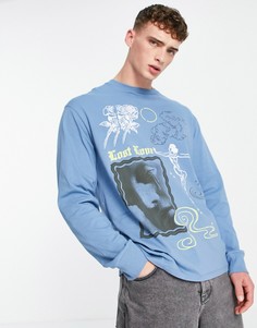 Синяя oversized-футболка с принтом "Lost Love" Topman-Голубой