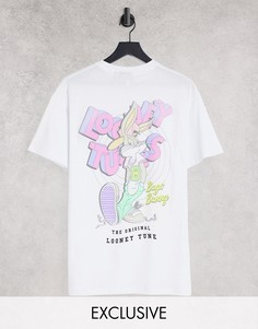 Лицензионная фиолетовая футболка с принтом Багза Банни Reclaimed Vintage Inspired-Белый