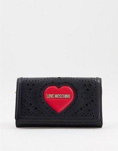 Черный кошелек с логотипом-сердцем Love Moschino-Черный цвет