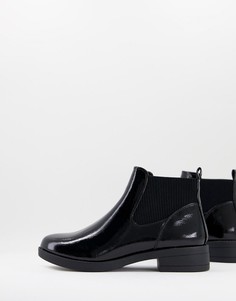 Черные лакированные ботинки челси New Look-Черный цвет