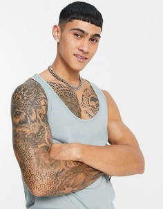 Серо-синяя майка из органического хлопка ASOS DESIGN-Зеленый цвет