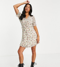 Присборенное платье мини с цветочным принтом Topshop Petite-Разноцветный