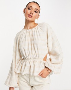 Топ в фактурную полоску с вырезом сзади ASOS DESIGN-Разноцветный