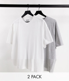 Набор из 2 oversized-футболок белого и серого цветов Weekday-Разноцветный