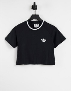 Черная укороченная футболка adidas Originals-Черный цвет