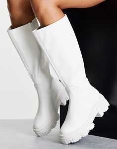 Белые сапоги на массивной плоской подошве ASOS DESIGN Carla-Белый