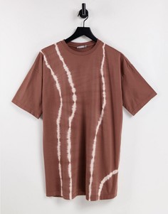 Oversized-футболка коричневого цвета с эффектом тай-дай ASOS DESIGN-Коричневый цвет
