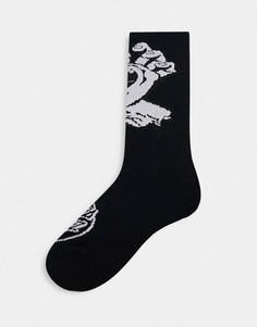 Черные носки с белым принтом «кричащая рука» Santa Cruz-Черный