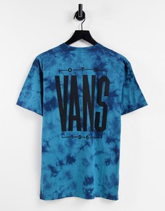 Синяя футболка с принтом тай-дай и логотипом на спине Vans-Голубой