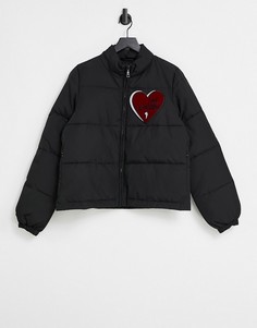 Черная стеганая куртка с логотипом в виде сердца Love Moschino-Черный