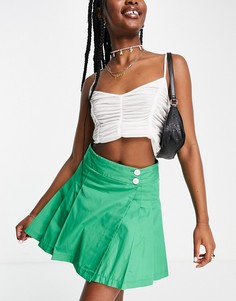 Зеленая однотонная теннисная юбка Topshop-Зеленый цвет