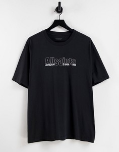 Черная футболка с принтом логотипа AllSaints Hollowpoint-Черный цвет