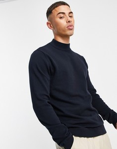 Темно-синий джемпер с ложным воротником Jack & Jones Essentials