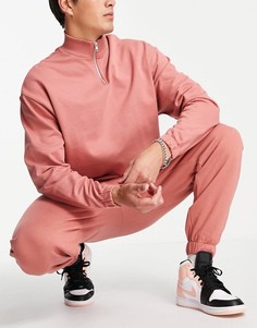 Розовый спортивный костюм с oversized-джоггерами и свитшотом на короткой молнии ASOS DESIGN-Розовый цвет