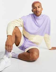 Oversized-свитшот с короткой молнией в стиле колор блок ASOS DESIGN-Разноцветный