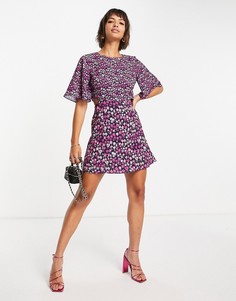 Фиолетовое платье мини с вырезом French Connection Bethany Verona-Фиолетовый цвет