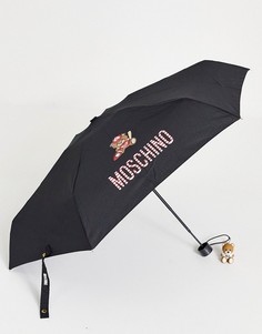 Зонт с медведем в бейсболке и с подвеской Moschino-Черный цвет