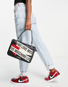 Черная сумка через плечо с дизайном ленты с логотипом Love Moschino-Черный цвет