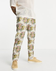 Короткие брюки с жаккардовым цветочным принтом ASOS DESIGN-Разноцветный