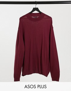 Бордовый хлопковый джемпер ASOS DESIGN Plus-Красный