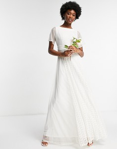 Белое свадебное платье мидакси с вышивкой и струящейся юбкой Frock and Frill-Белый