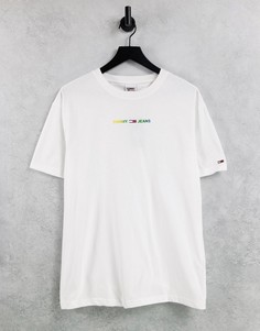 Белая футболка с разноцветным логотипом Tommy Jeans-Белый