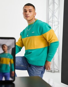 Зеленый свитшот с полосками на груди и логотипом в стиле колор блок Levis-Зеленый цвет Levis®