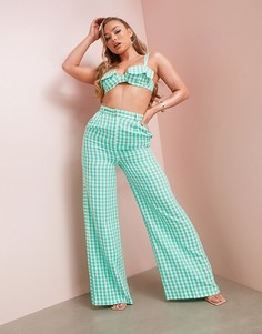 Брюки с широкими штанинами в зеленую клетку от комплекта ASOS LUXE-Многоцветный