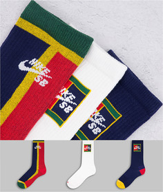 Набор из 3 пар высоких носков разных цветов с логотипом Nike SB Everyday Max Court-Разноцветный