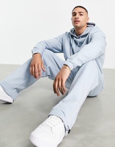 Пастельно-голубой спортивный костюм из oversized-худи и джоггеров в стиле super oversized на пуговицах «моржовый клык» ASOS DESIGN
