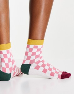 Многоцветные носки до щиколотки в шахматную клетку ASOS DESIGN-Разноцветный