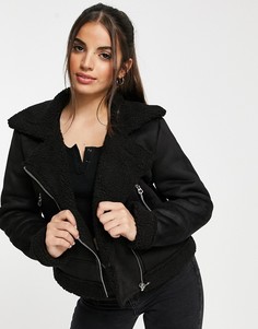 Черная короткая куртка авиатор Stradivarius-Черный цвет