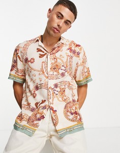 Розовая рубашка с короткими рукавами и отложным воротником River Island-Розовый цвет