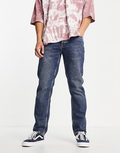 Темно-синие выбеленные джинсы классического кроя ASOS DESIGN-Голубой