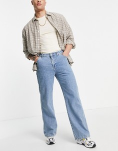 Синие свободные джинсы с широкой кромкой ASOS DESIGN-Голубой