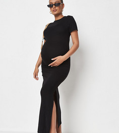 Черное платье макси с короткими рукавами Missguided Maternity-Черный цвет