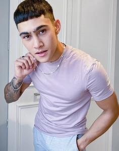 Сиреневая облегающая футболка из смесового органического хлопка ASOS DESIGN-Фиолетовый