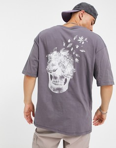 Серая футболка с принтом черепа Jack & Jones Originals-Черный цвет