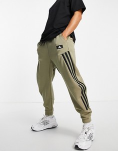 Джоггеры в стиле oversized с тремя полосками adidas цвета хаки Training-Зеленый цвет