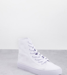 Белые высокие кроссовки из плотной ткани для широкой стопы ASOS DESIGN Wide Fit Daz-Белый